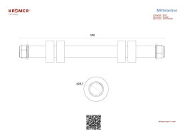 Technische Zeichnung vom einer Mittelachse einer Scherenhebebühne. Sie hat eine Gesamtlänge von 500mm.