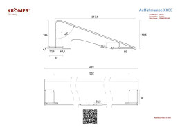 Technische Zeichnung einer Auffahrrampe für Doppelscherenhebebühnen mit einer Gesamtlänge 339,6mm.