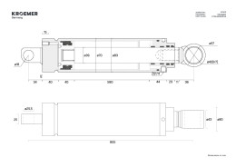 Technische Zeichnung des Nebenzylinders für Doppelscherenhebebühne XX50
