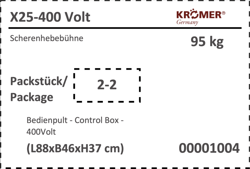 Label Bedienpult Scherenhebebühne 