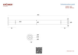 Technische Zeichnung einer Schmierachse, für Doppelscherenhebebühnen, mit einer Gesamtlänge von 494mm.